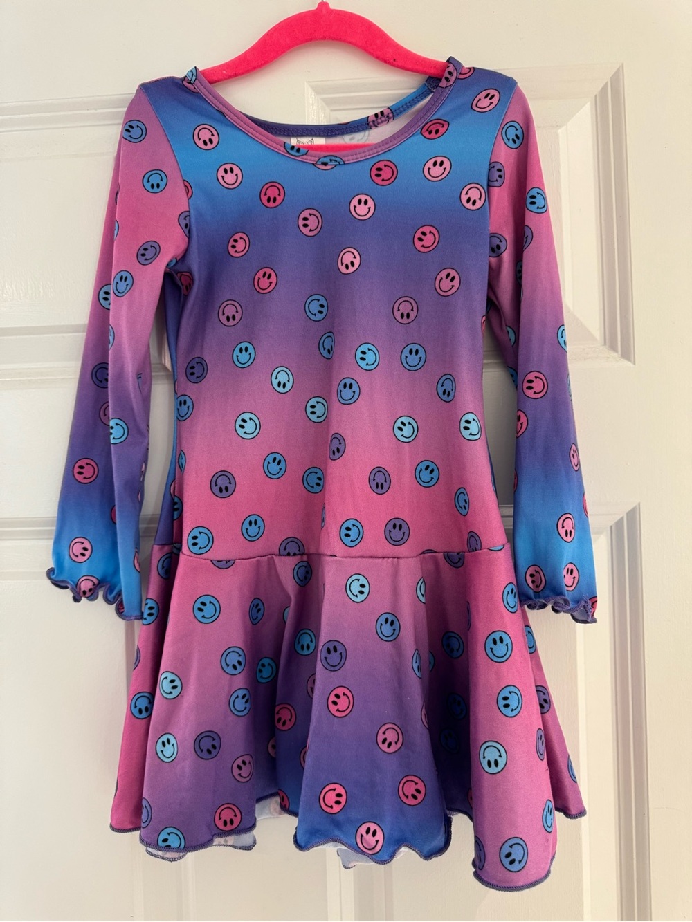 Social Butterfly Girls' Pink & Blue Smiley Skater Dress
